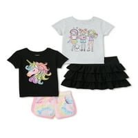 Garanimals Baby & Toddler Girls pólók, rövidnadrág és súgy, 4 darabos ruhakészlet