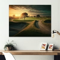 Designart golfpálya a Sunset II Canvas Wall művészetnél