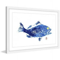 Grouper kék keretes festmény nyomtatásban