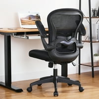 Irodai szék ergonómikus háló közepes hátsó feladat szék flip-up karokkal, fekete