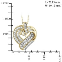 JewelersClub 1. Carat T.W. Fehér gyémánt arany az ezüst szív medál felett