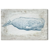 Wynwood Studio Hautical and Coastal Wall Art vászon nyomtatványok 'Blue Whale' Home Dekor, 15 10
