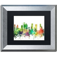 Védjegy Képzőművészet Houston Texas Skyline SP Canvas Art készítette: Marlene Watson, fekete matt, ezüst keret