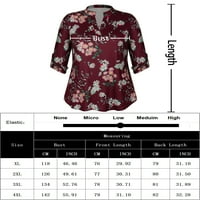 Chama női plusz méretű tekercs hüvelyek tunika felsők paisley floral nyomtatás v nyak Henley ingek alkalmi blúz nők számára