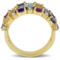 Miabella női multi-gem sárga arany flash vontatott ezüst félig esti évforduló gyűrű