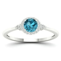 Imperial drágakő 10K fehér arany ovális vágás svájci kék topaz ct tw gyémánt halo női gyűrű