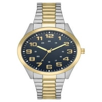 George Men's Watch: 2 tónusú ezüst arany tok, Kék Easy Read Dial, 2 tónusú ezüst arany bővítő együttes