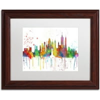 Védjegy Képzőművészet New York New York Skyline Mclr-1 vászon művészete: Marlene Watson, White Matte, Wood Frame