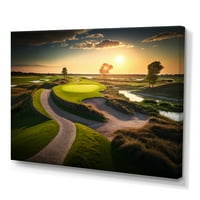 Designart golfpálya a Sunset III Canvas Wall Art -ban