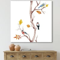 Designart 'Kis madarak ülnek a fák ágain IV.' Hagyományos vászon fali művészet