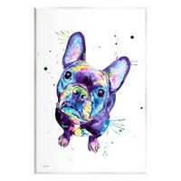 Francia bulldog lila árnyalatú kutyaállatok és rovarok grafikus művészet, keret nélküli művészet nyomtatott fal művészet