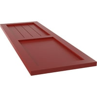 Ekena Millwork 18 W 55 H True Fit PVC parasztház lapos panel kombinált rögzített redőnyök, tűzvörös