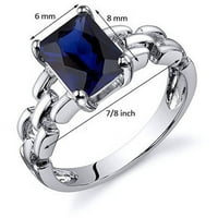 A CT Radiant Cut készítette a Blue Sapphire Solitaire Ring -t ezüstben