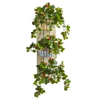 Szinte természetes 39 hüvelyk. Strawberry mesterséges növény háromlépcsős fali ültetvényen