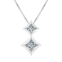 Gyémánt nyaklánc CT TW hercegnő-vágás 10K fehérarany