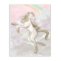 Stupell Industries GLAM Unicorn Sparkle Rainbow Pink Cloud Girl Graphic Art Unker keret nélküli Art Print Wall Art, 13x19