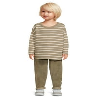 Könnyű peaszos baba és kisgyermek fiúk hosszú ujjú gofri póló és nadrágos ruhák, 2 darab, méretek 12m-5T
