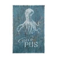 Cora Niele 'Octopus on Blue Wood' vászon művészet