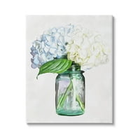 Country Jar hortenzia csokor botanikai és virágos grafikus galéria csomagolt vászon nyomtatott fal művészet