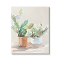 Stupell Industries cserepes kaktusznövények akvarell festménygaléria csomagolt vászon nyomtatott fali művészet, Lanie Loreth