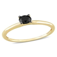 Miabella női karátos T.W. Fekete gyémánt 10KT sárga arany pasziánsz eljegyzési gyűrű