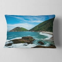 Designart Praia do Meio Beach - Seashore Photography Drow Pillow - 12x20