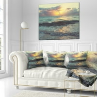 Designart színes kékes vizek naplementekor - Seascape Dobás Párna - 18x18