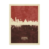 Védjegy Szépművészet 'Liverpool Anglia Skyline Red II' vászon művészete, Michael Tompsett