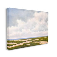 Stupell Industries Cloudy Distant Beach Horizon Painting Galéria csomagolt vászon nyomtatott fali művészet, Catherine Andersen