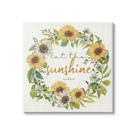 Hagyja, hogy a napsütés a napraforgó koszorúban botanikai és virágos grafikus galéria csomagolású vászon nyomtatott fali művészet