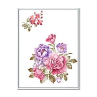 Designart 'Lila és rózsaszín virágok csokor i' Farmhouse keretes vászonfali nyomtatás