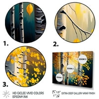 Designart egy Golden Birch Forest v Canvas fali művészetbe