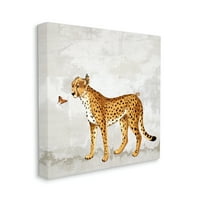 Stupell Szörnyeteg és pillangó leopárd vadon élő állatok és rovarok festménygaléria csomagolt vászon nyomtatott fal művészet