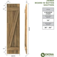 Ekena Millwork 14 W 47 H Americraft Négy tábla külső igazi fa csatlakoztatott deszka-N-Batten redőnyök W Z-Bar, Starless Night