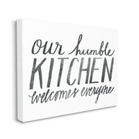 Stupell Industries Minimálisan alázatos konyhai kifejezésünk bajba jutott szöveg vászon fali művészet, Katie Doucette