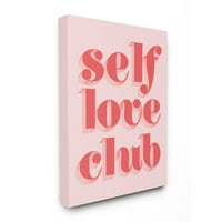 Stupell Industries Self Love Club idézet merész rózsaszín piros szöveges pop vászon fali művészete, Daphne Polselli, 36 48