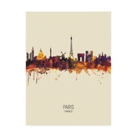 Védjegy Szépművészet 'Párizs France Skyline Portré III' vászon művészete, Michael Tompsett