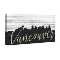 Wynwood Studio Cities and Skylines Wall Art vászon nyomatok 'Vancouver Skyline' Észak -amerikai városok - fekete, arany