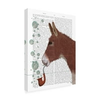 Fab Funky 'Donkey Bubble Pipe Portré Book Print' vászon művészet