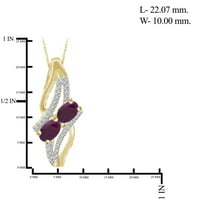 2. Carat T.G.W. Rubin és fehér gyémánt akcentus 14K arany ezüst 3 darabos ékszerkészlet