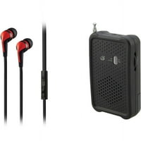 R055B hordozható rádió és ilive IAEV15R fülhallgatói mikrofonokkal
