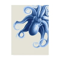 Védjegy Képzőművészet 'Blue Octops on Cream F' vászon művészete, Fab Funky