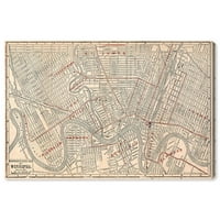 Wynwood Studio Cities and Skylines Wall Art Canvas nyomatok 'Winnipeg Street Map 1911' Észak -amerikai városok - Fehér, Kék