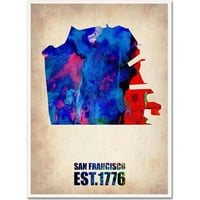 Védjegy Képzőművészet San Francisco akvarell térkép vászon művészet, Naxart