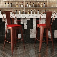 Flash bútorok Carly kereskedelmi minőségű 30 magas Kelly piros Fém Beltéri-Kültéri bárszék hátsó piros Poli Gyanta fa ülés