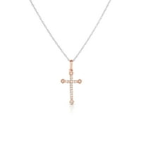 Diamond Cross Necklace CT TW kerek vágás 10K kéttónusú arany