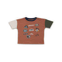 Garanimals baba és kisgyermek fiú rövid ujjú színblokk grafikus póló, méretek 12m-5t
