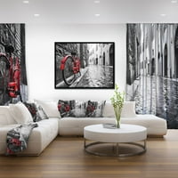 Designart 'Retro Vintage Red Bike' Cityscape Photo Foamed Canvas Art Print