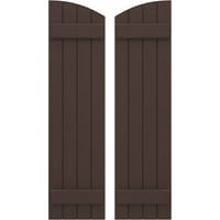 Ekena Millwork 14 W 58 H Americraft Négy tábla külső igazi fa csatlakoztatott deszka-N-Batten redőnyök, Williptical Top, Raisin