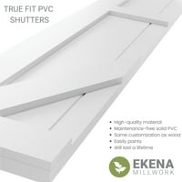 Ekena Millwork 15 W 46 h True Fit PVC két egyenlő Panel parasztház rögzített Mount redőnyök w Z-Bar, bors piros